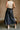 Veronica Navy Belted Faux Leather Midi Skirt - back view