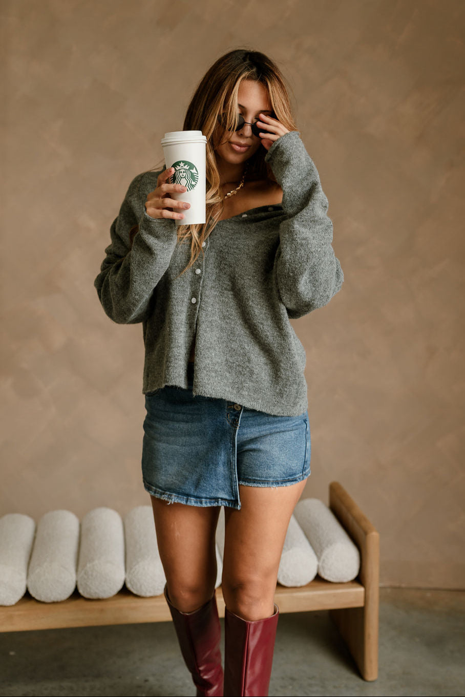 Misha Charcoal Grey Cardigan - front