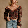 Amora Black Multi Floral Long Sleeve Top - front view