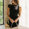 Renee Black Asymmetric Neck Dress - Front view