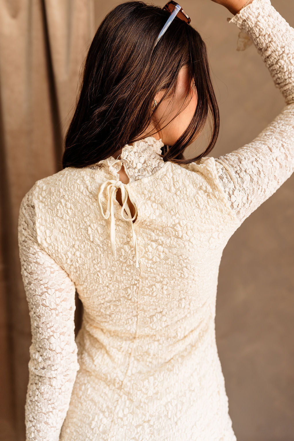 Mae Cream Lace Long Sleeve Mini Dress - Lizard Thicket Mae Cream Lace Long Sleeve Mini Dress - Lizard Thicket