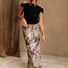 Alara Brown & Olive Mesh Maxi Skirt- full body view