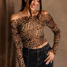 Audrey Leopard Off-The-Shoulder Top - front view