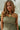 Pippa Olive Polka Dot Scalloped Top - close upper view