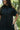 Jodie Black Linen Short Sleeve Mini Dress - close up 