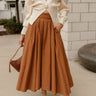 Eden Light Brown Flare Midi Skirt- full front view