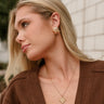 Rachelle Gold Hammered Square Studs - side view