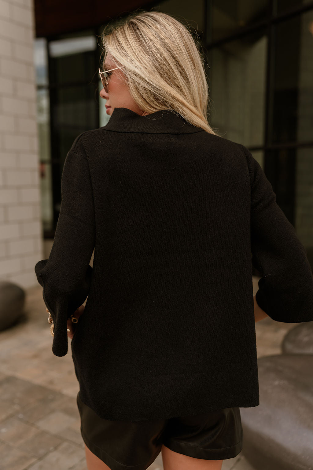 Ember Black Soft Knit Sweater- close up back view