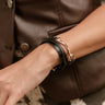 Sofia Black Leather Layered Bracelet - top view