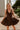 Jasmine Dark Brown Suede Flare Mini Dress- close up front view