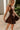 Jasmine Dark Brown Suede Flare Mini Dress- close up side view