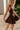 Jasmine Dark Brown Suede Flare Mini Dress- close up side view