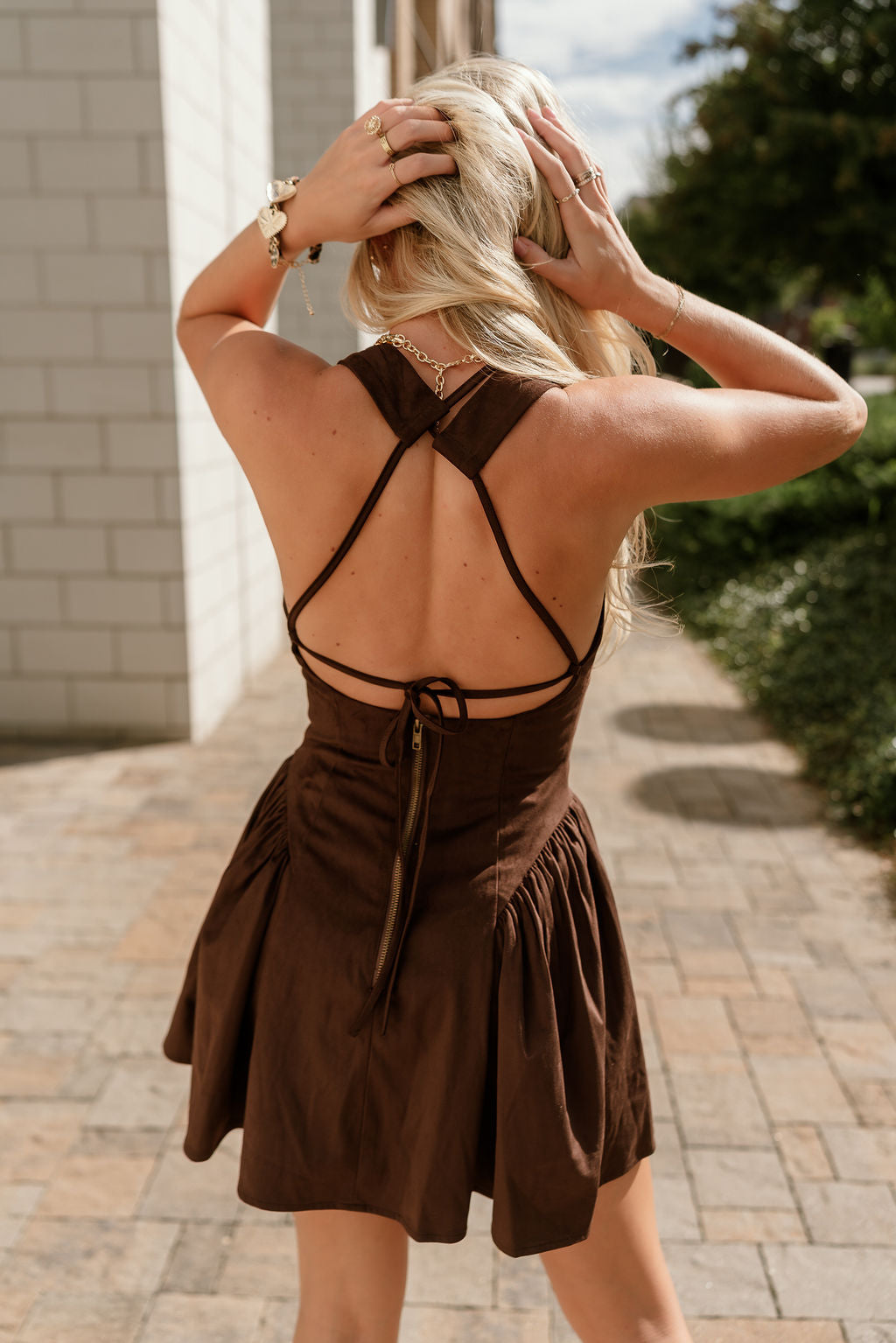 Jasmine Dark Brown Suede Flare Mini Dress - Lizard Thicket Jasmine Dark Brown Suede Flare Mini Dress - Lizard Thicket