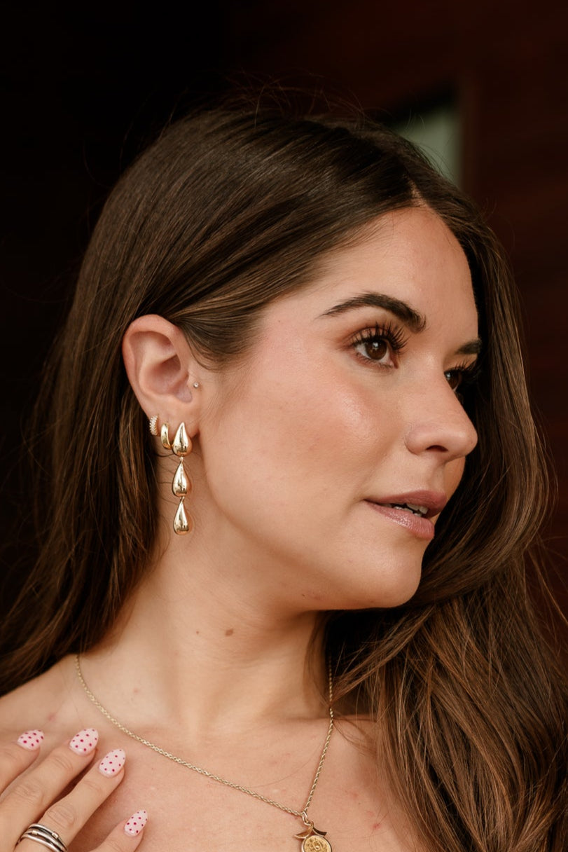Liora Gold Teardrop Earrings - close up