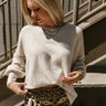 Taryn Oatmeal & Taupe High Neck Sweater - close up front view