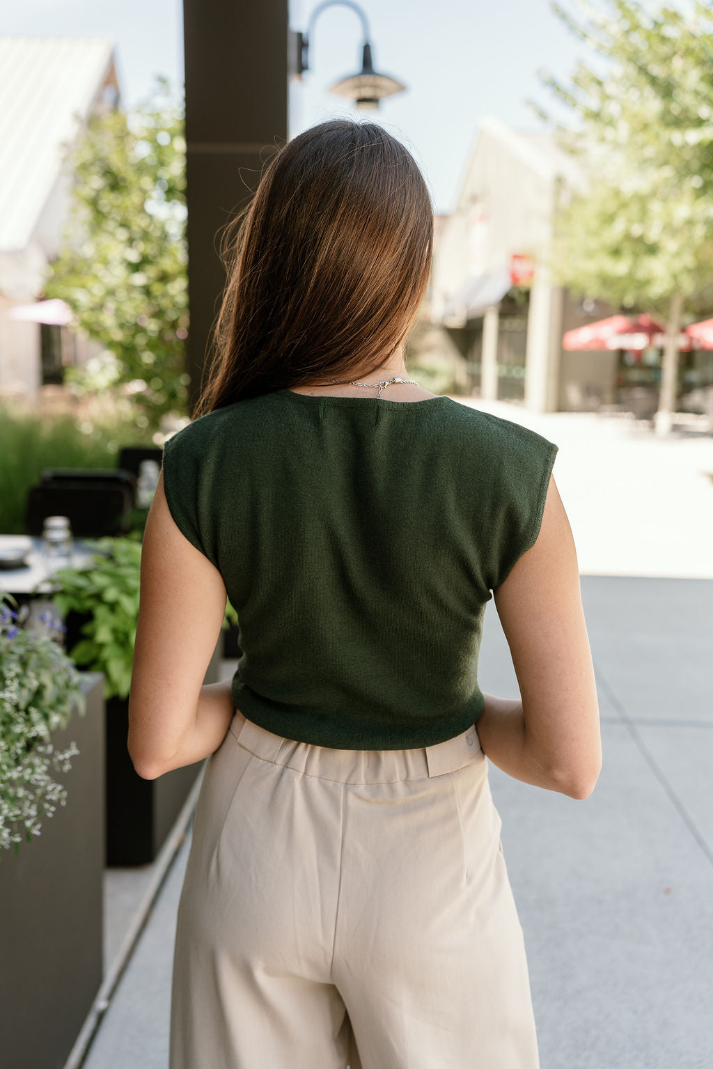 Amara Dark Green Sleeveless Tank- back view