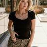 Alaina Black Short Sleeve Top- front view