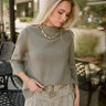 Ember Light Olive Soft Knit Sweater- front top view