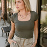 Alaina Olive Green Short Sleeve Top- front view