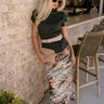 Alora Dark Green Pleated Flare Top- full body view
