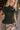 Alora Dark Green Pleated Flare Top- close up front top view