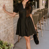 Charlee Black Zip-Up Flare Mini Dress- full body view