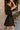 Charlee Black Zip-Up Flare Mini Dress- close up side view