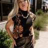 Alexis Black & Camel Floral Knit Sleeveless Top- front view
