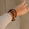 Sofia Brown Leather Layered Bracelet - shown on model's wrist