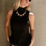 Vera Black Ribbed & Ruffle Tank- front view