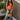 Leila Orange & Gold Buttons Knit Vest- full body view