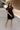 Rachelle Black Twill Suede Contrast Mini Dress - full body front view