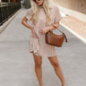 Carrie Brown & Cream Striped Mini Dress - full body front view