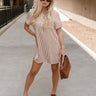 Carrie Brown & Cream Striped Mini Dress - full front view