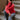 Jeanie Red Coral Balloon Sleeve Sweater - close sitting view