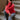 Jeanie Red Coral Balloon Sleeve Sweater - close sitting view