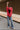 Jeanie Red Coral Balloon Sleeve Sweater - full body view