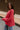 Jeanie Red Coral Balloon Sleeve Sweater - side view