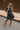 Rachelle Blue Twill Suede Contrast Mini Dress - full body front view