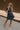 Rachelle Blue Twill Suede Contrast Mini Dress - full body front view