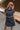 Rachelle Blue Twill Suede Contrast Mini Dress - front view