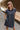 Rachelle Blue Twill Suede Contrast Mini Dress - front view (unbelted)