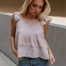 Vivi Dusty Pink Ruffle & Lace Top - front view