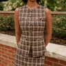 Amelia Brown Plaid Split-Hem Vest - front view