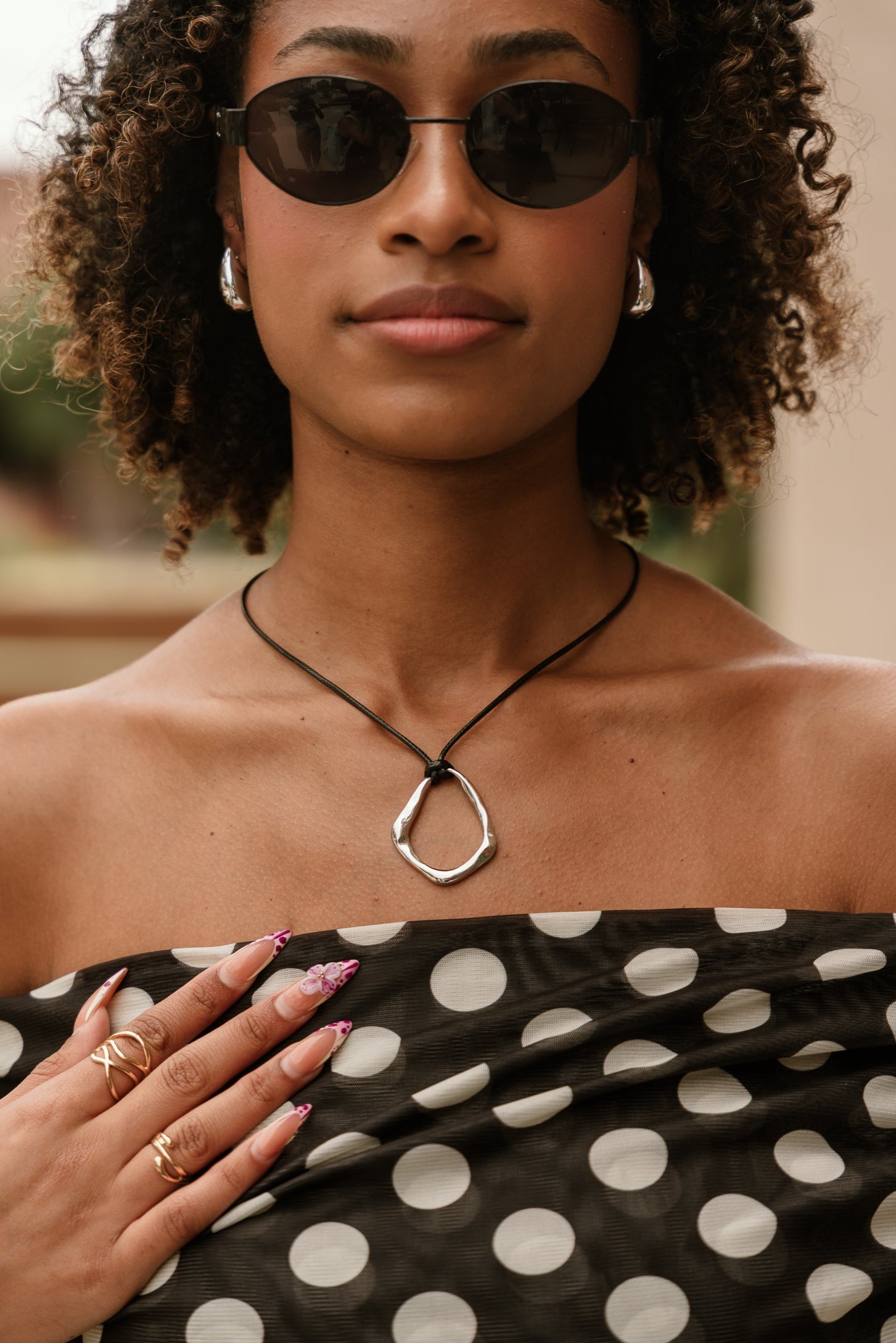 Andi Silver Medallion Necklace - front view