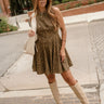 Kennedy Leopard Denim Flared Mini Dress - full body front view