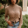 Freya Brown Knit Drawstring Sweater- front top view