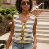 Remi Cream Multi Striped Tie-Front Vest - front view