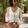 Joan Cream Ruffle Long Sleeve Top - front view