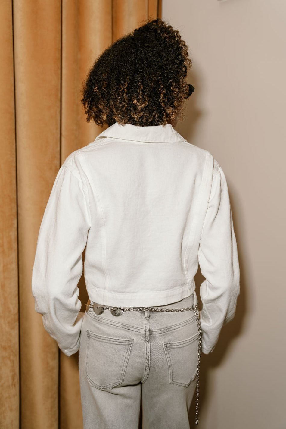 Norah White Denim Long Sleeve Top- back view